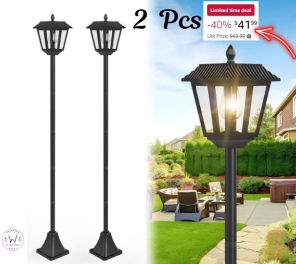2 Pcs Outdoor 70″ Solar Powered Pole Light!