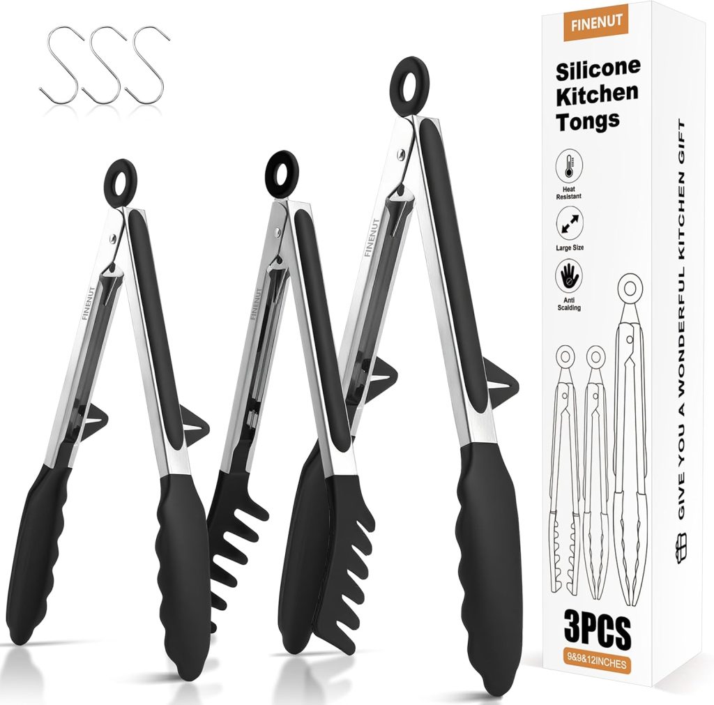 3 Pack Stainless Steel Tongs Set