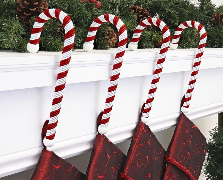Set of 4 Christmas Candy Cane Stocking Holders!