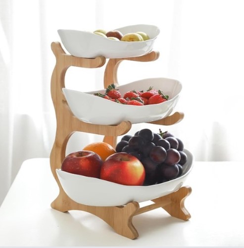 3 Tier Serving Bowls with Bamboo Stand!