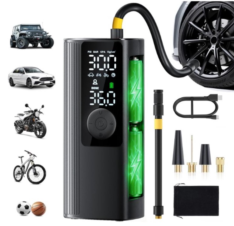 Portable air compressor with tire pressure gauge!
