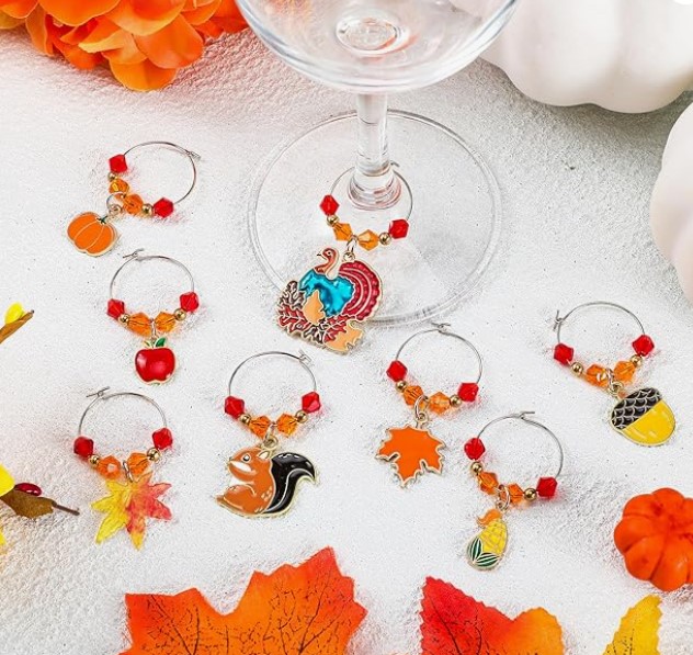 8 Pcs Thanksgiving Glass Charms Set!