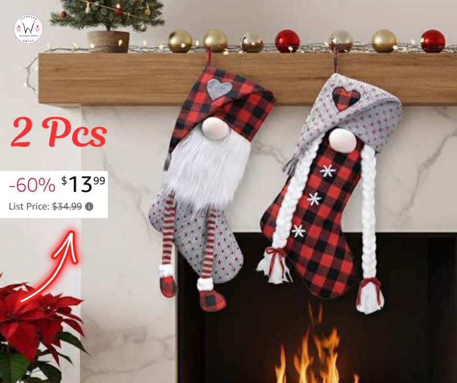 Set of 2 Valery Madelyn Christmas Gnome Stockings!