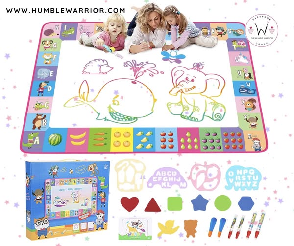 pink water doodle mat