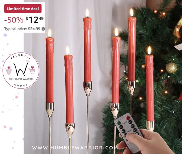 red flameless taper candles
