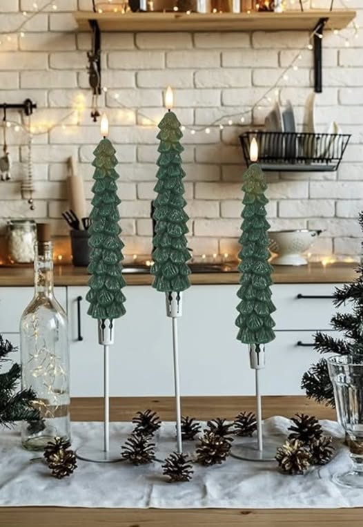 green taper candles