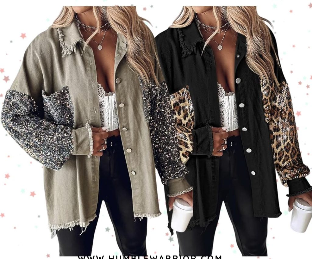 oversized sequin denim jacket