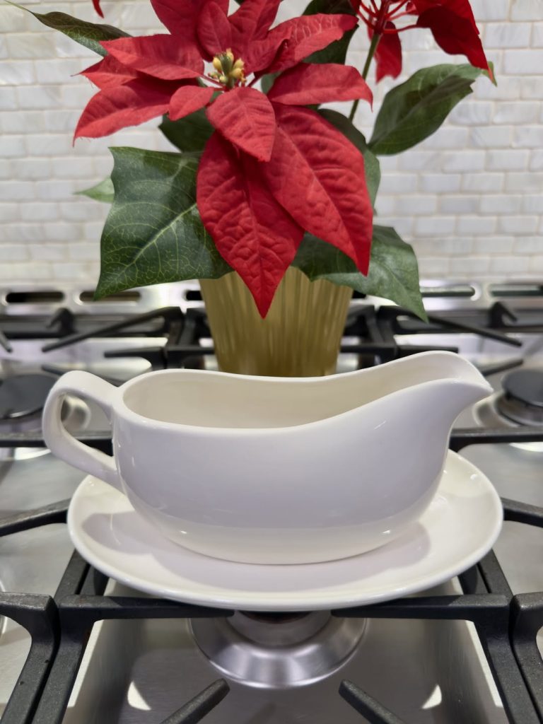 white porcelain gravy boat