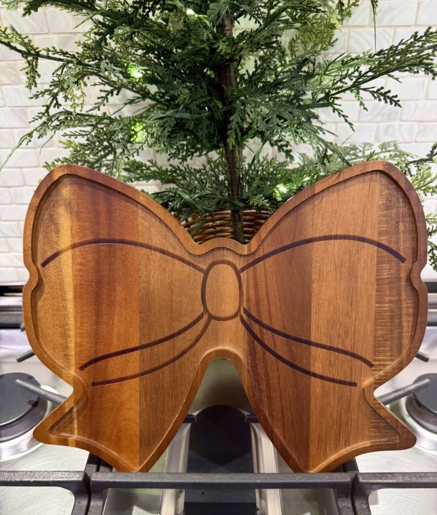 Holiday Time Acacia Wood Bow Charcuterie Board