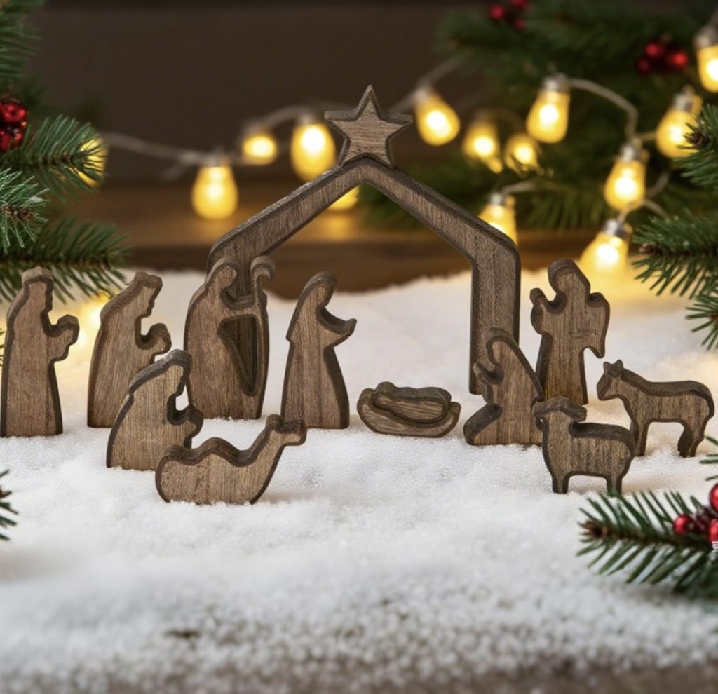 mini wooden nativity set