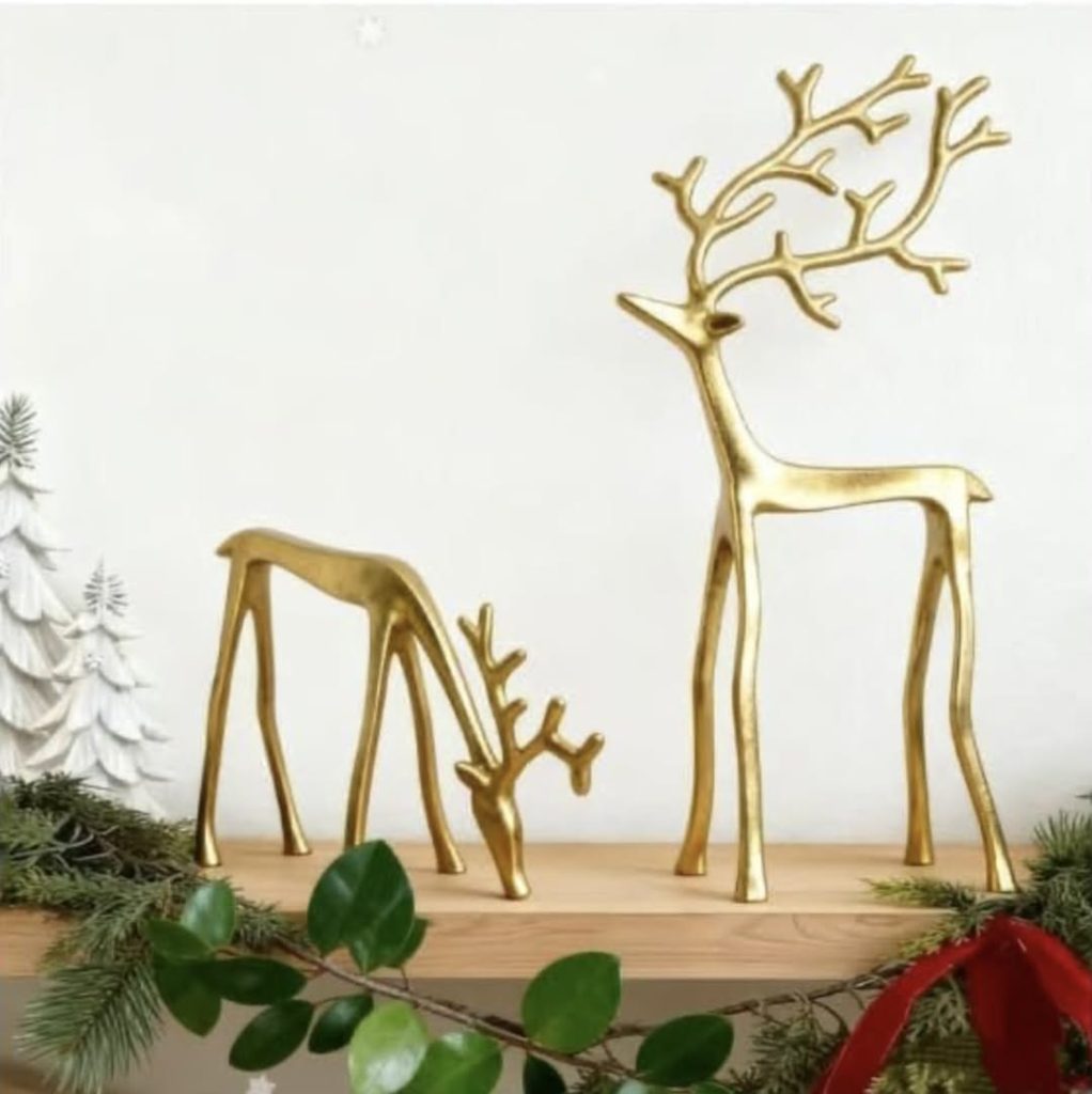 Gold Reindeer Statues