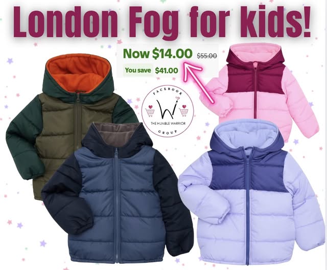 London Fog puffer coats for boys and girls