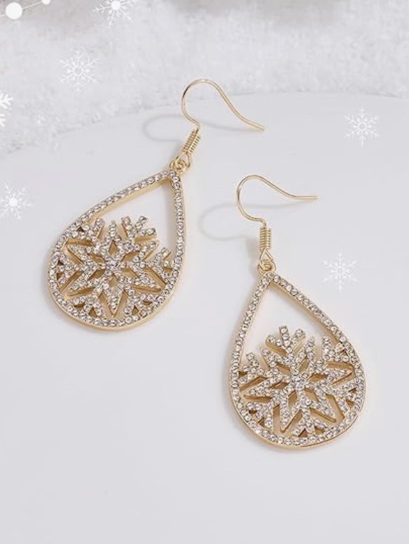 gold tone snowflake earrings