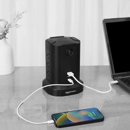 Amazon Basics Rectangular Power Strip Tower Surge Protecto