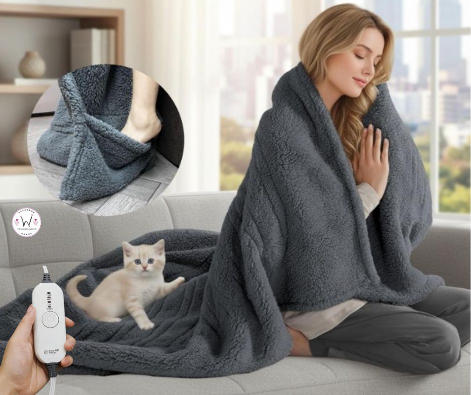 Heated Wearable Blanket with Foot Pockets!
