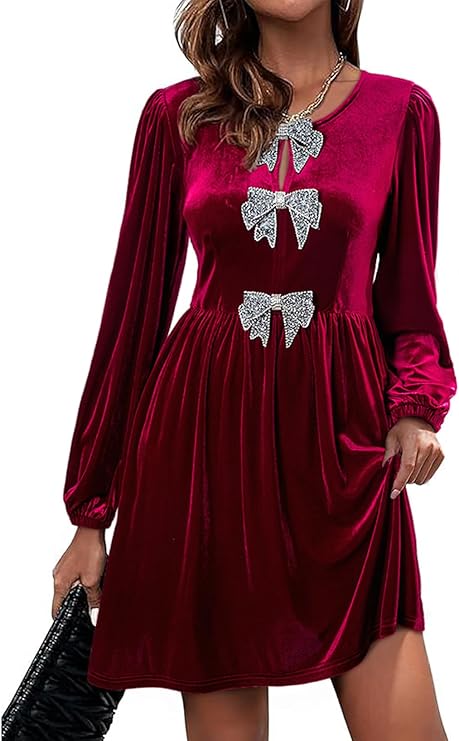 Bowknot Velvet Dress