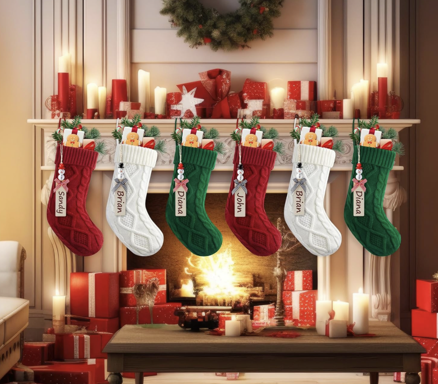 6-Pack of Hanging Knitted Stockings!
