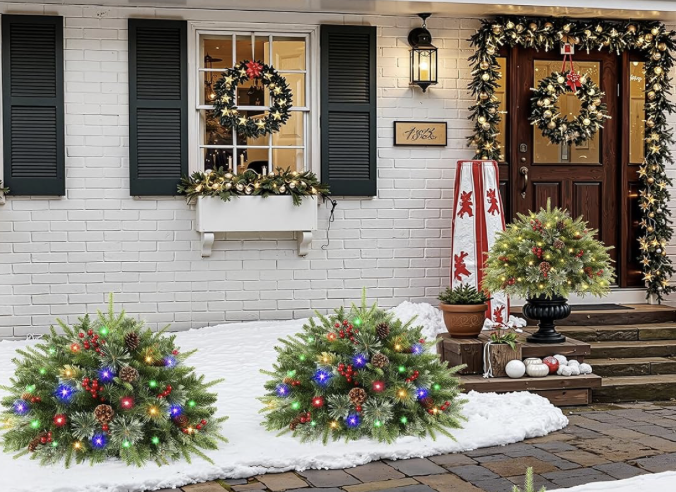 2-Pack of Pre-Lit Little Christmas Trees!