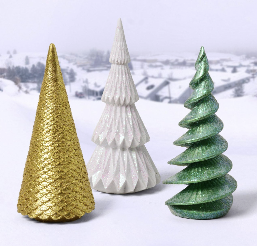 3-piece Modern Christmas Tree Figurine Set