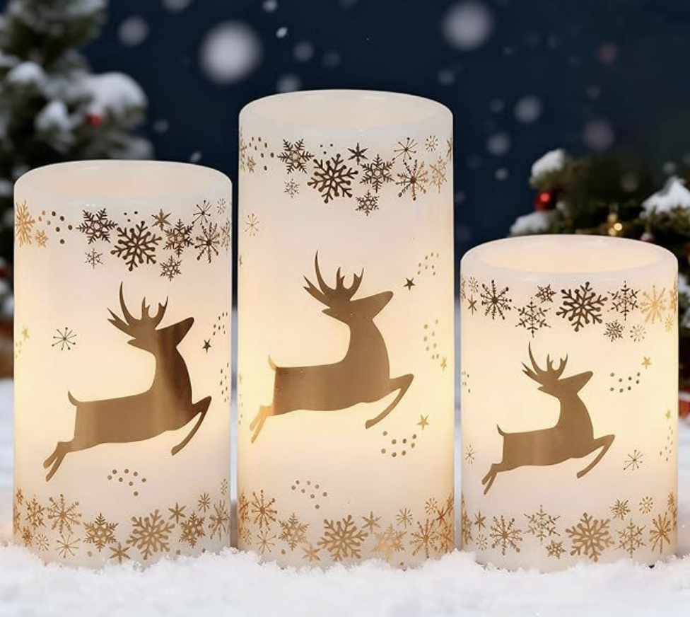 golden reindeer candles