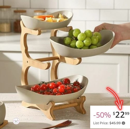 3 Tier Serving Bowls with Bamboo Stand!