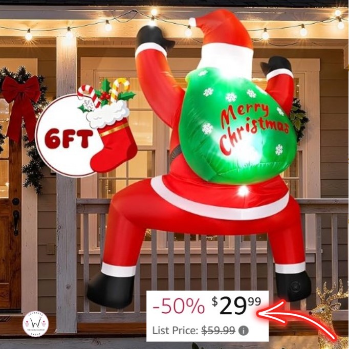 Christmas 6FT Inflatable Hanging Santa!