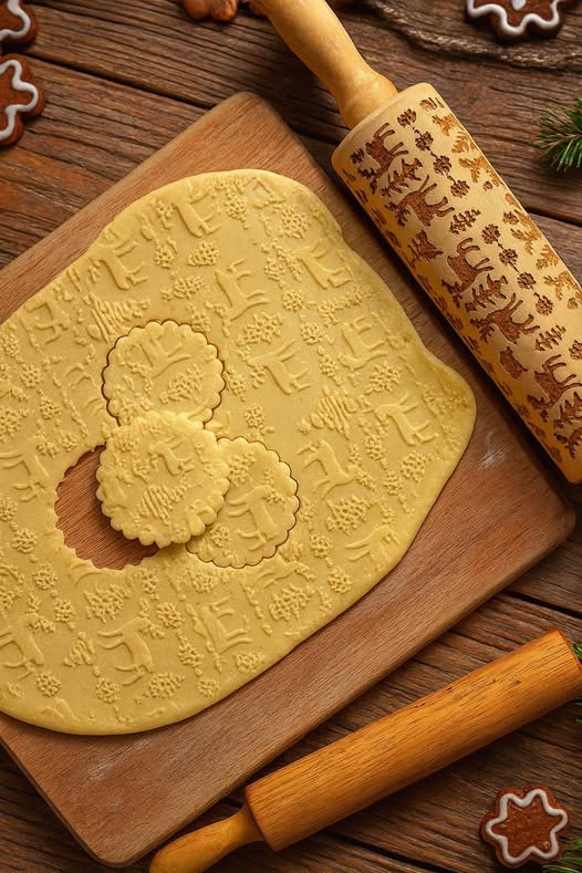 embossed wooden rolling pin