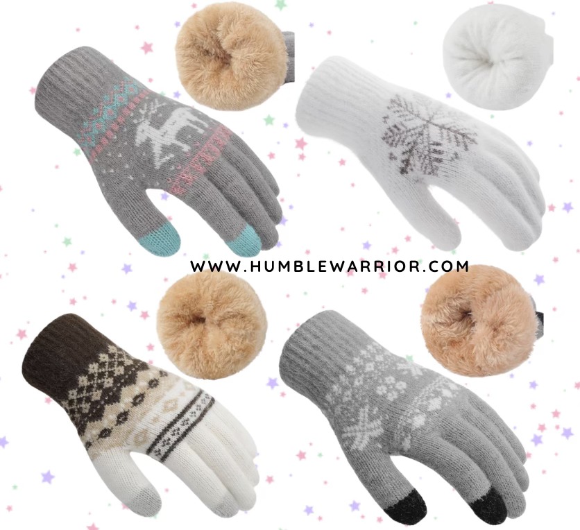 touchscreen fuzzy lined gloves