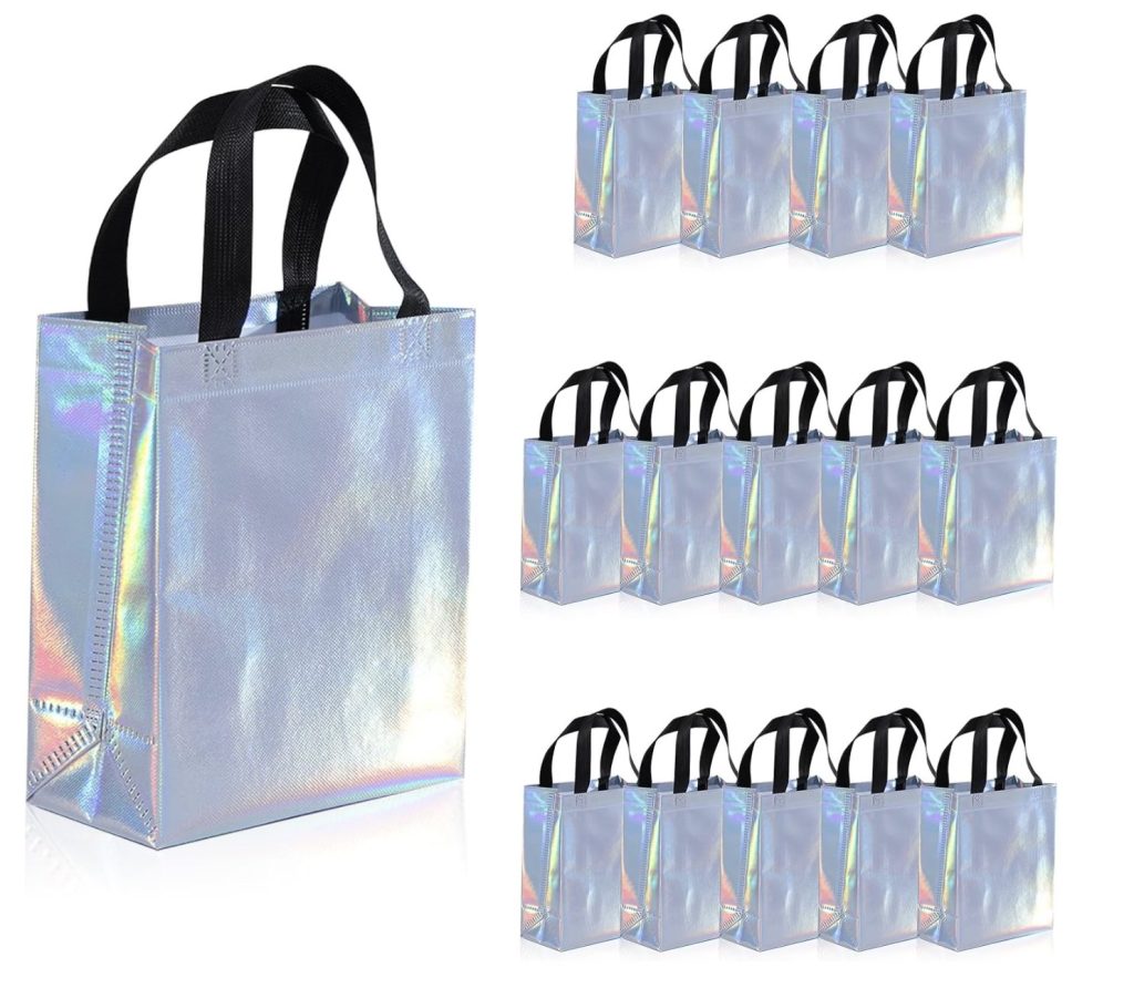 glossy iridescent gift bags