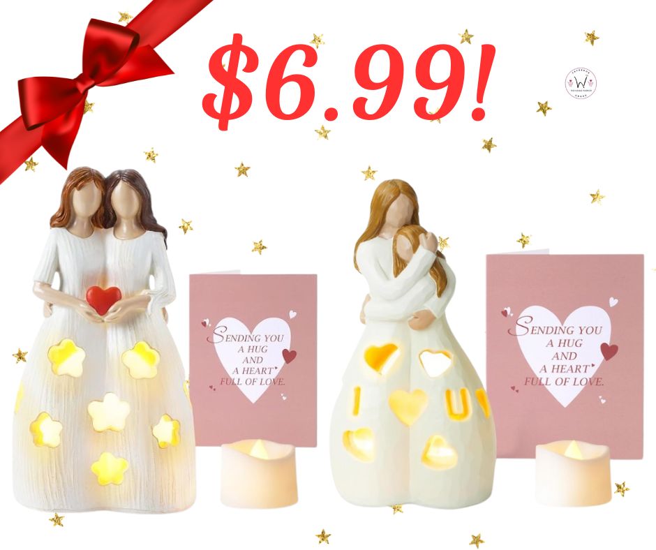 Sister/Bestie/Mother-Daughter Candleholder Statues with Flickering Tealight!