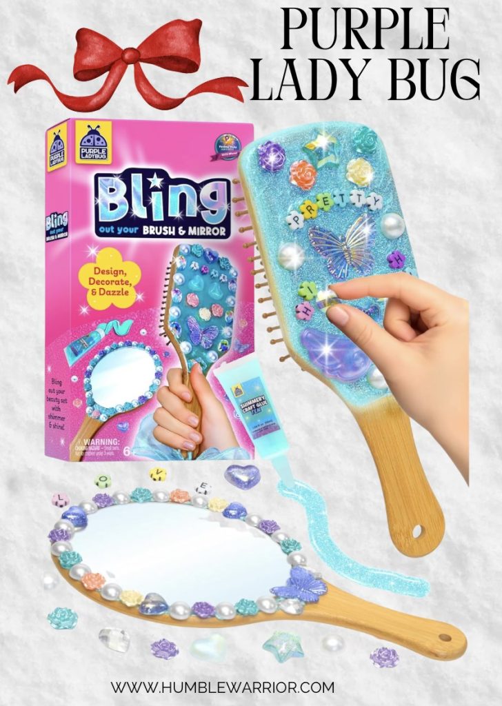 PURPLE LADYBUG Decorate Your Own Wooden Mirror & Brush Set