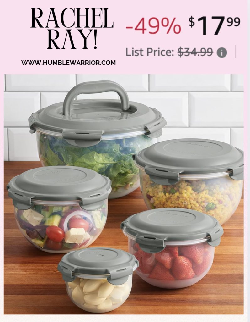 Rachael Ray Leak-Proof Nestable Container Food Storage Bin Set