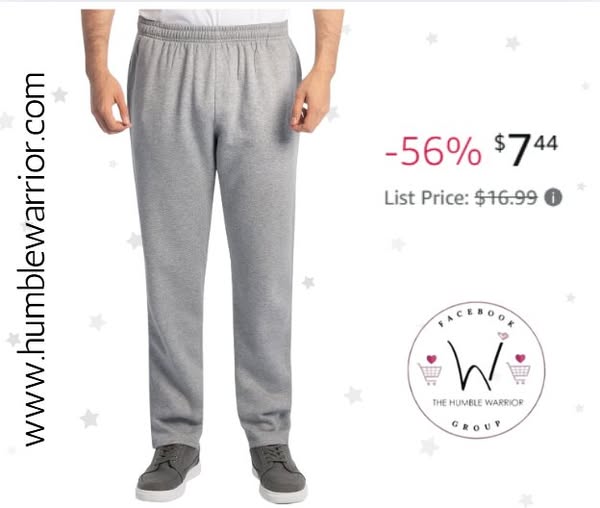 Fruit of the Loom Men’s open bottom fleece sweatpants