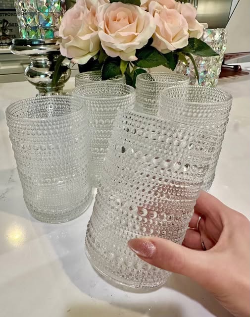 vintage-inspired hobnail glasses