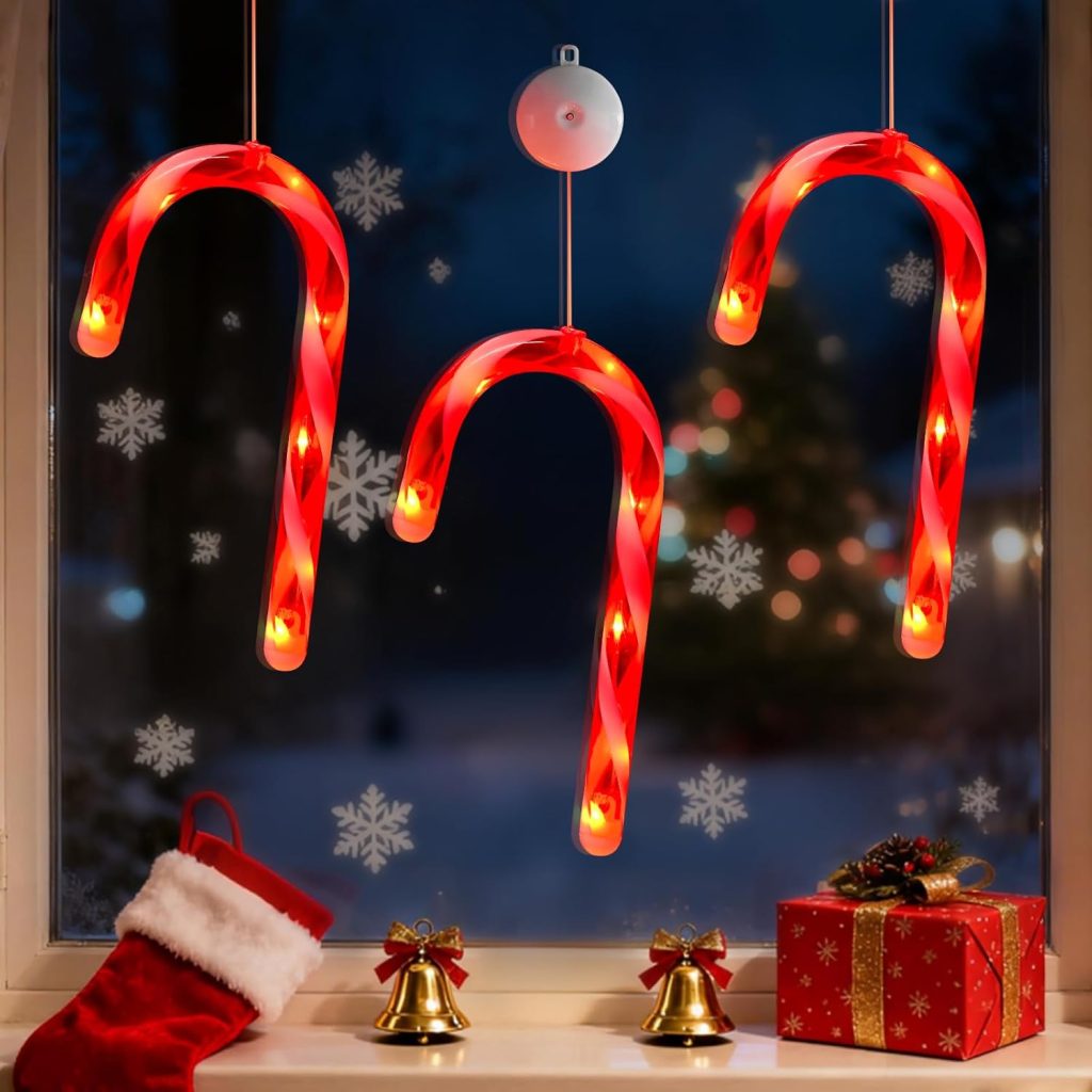 3-Pack of Candy Cane Window Lights!