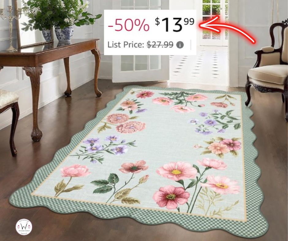 GarveeHome 3×5 Floral Scalloped Washable Area Rug!