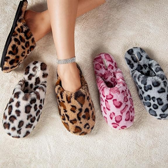 Fuzzy Leopard Slippers