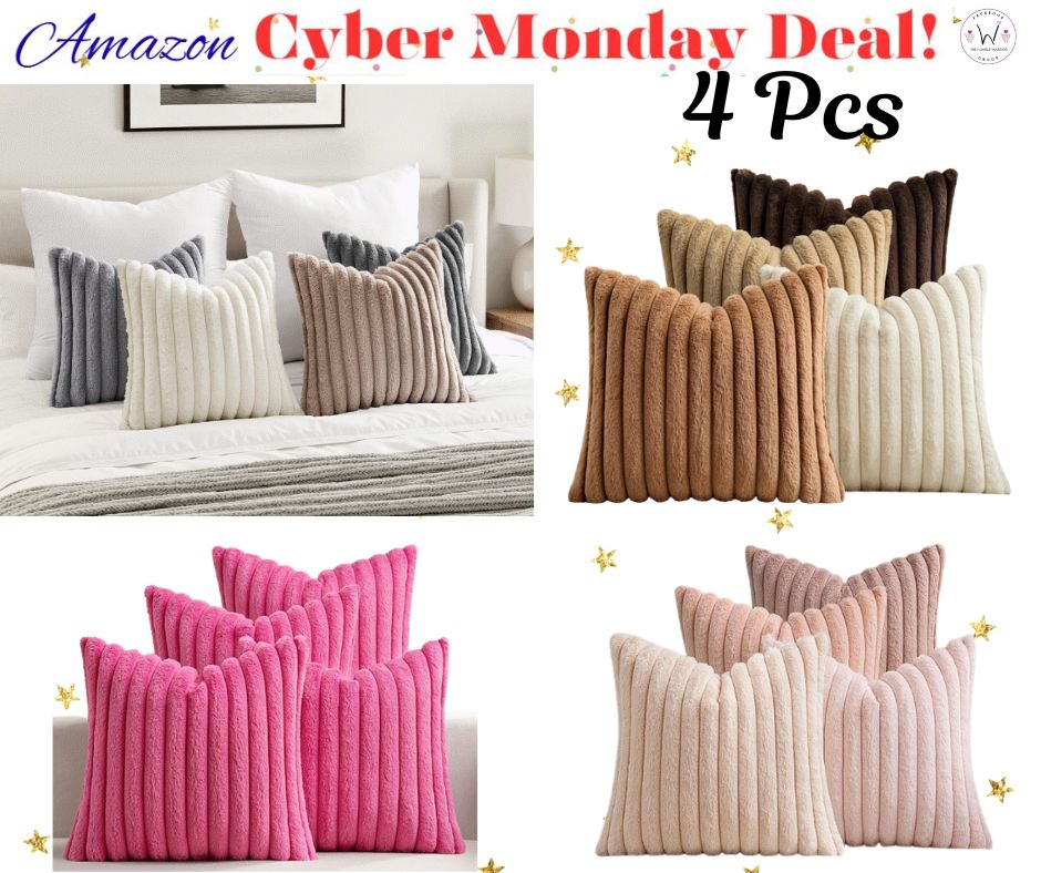 Set of 4 faux fur throw pillow covers!