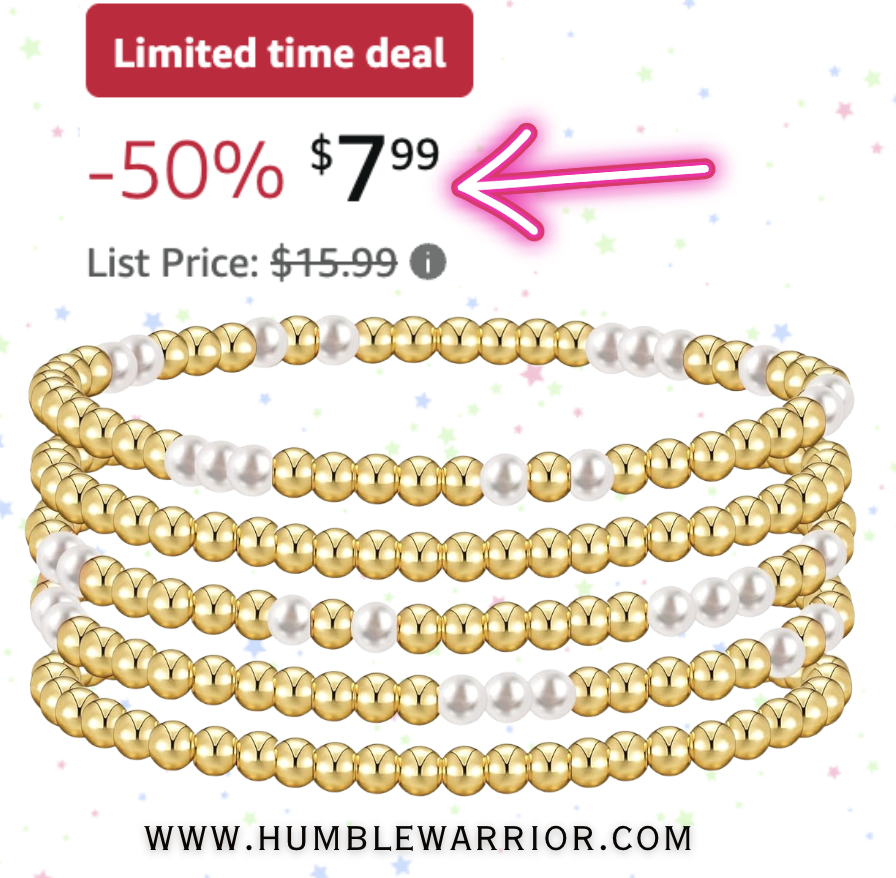 pearl beads and gold-plated stretch bracelets