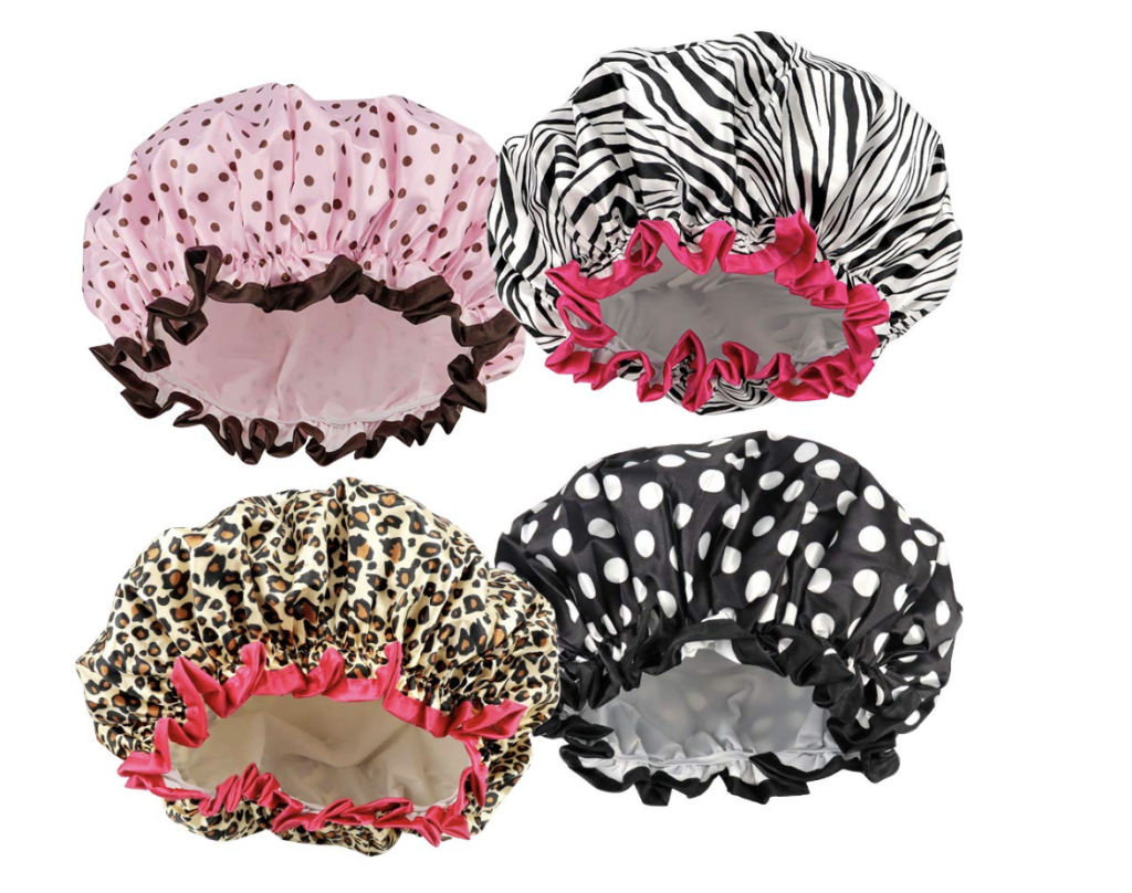4-Pack of Reusable & Waterproof Shower Caps!