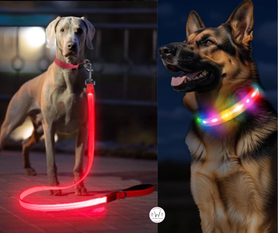 USB Rechargeable LED Reflective Dog Leash and Light Up Dog Collar!