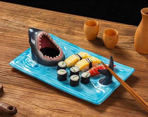 Hand-Painted Ceramic Shark Sushi Plate!!