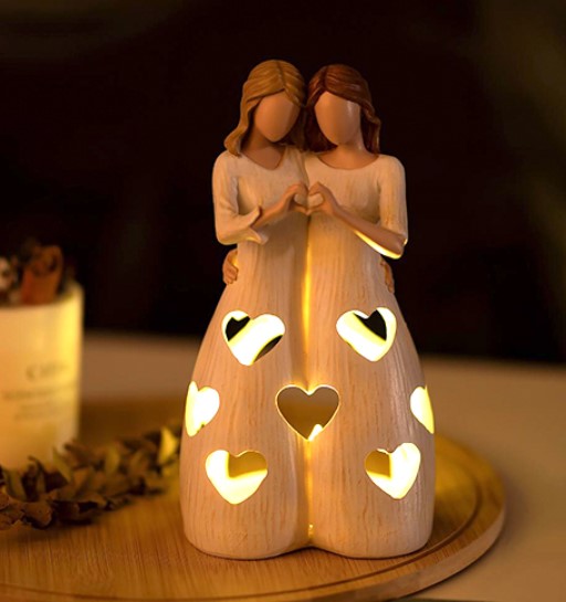 Sister/Bestie Candleholder Statue with Flickering Tealight!