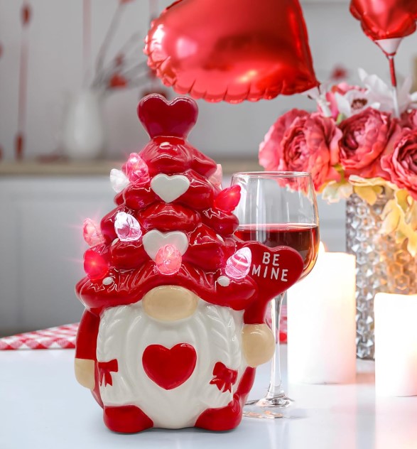 Valentines Day Ceramic Light up Gnome!