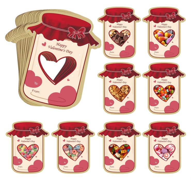 50-Pack Valentines Day Mason Jar Cards!