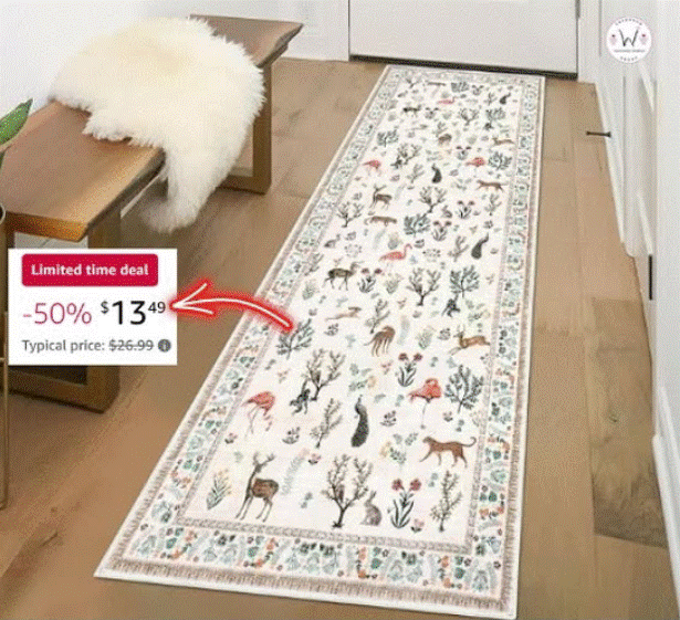 Modern Floral Animal Print Washable Runner Area Rug!