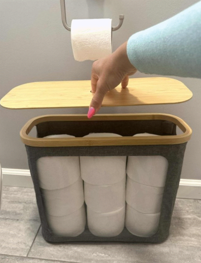 Toilet paper storage organizer with lid!