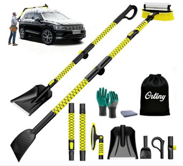 7 in 1 Snow Shovel & Snow Brush Kit with Ice Scrapers for Car!