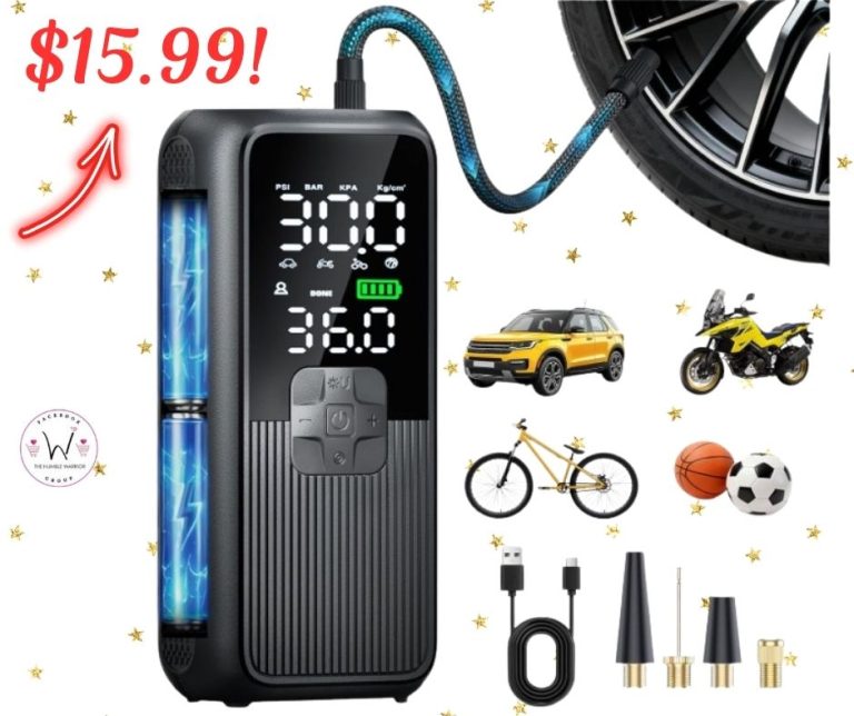 Portable air compressor with tire pressure gauge!