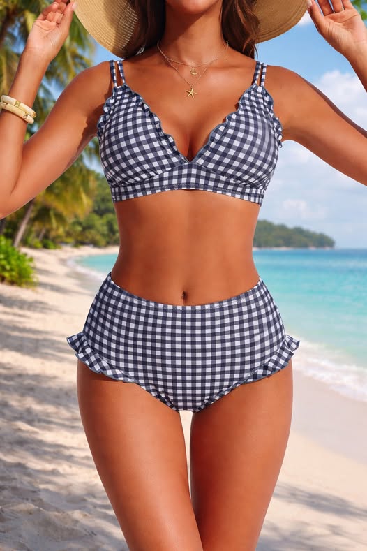 retro high waisted two piece swimsuits